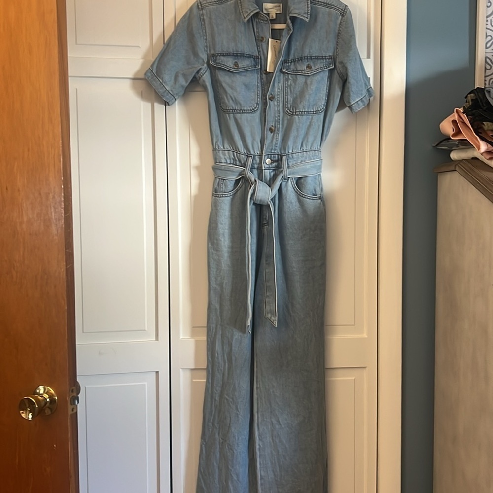 Universal Thread Denim Jumpsuit Button-Up Top - Picture 3 of 6